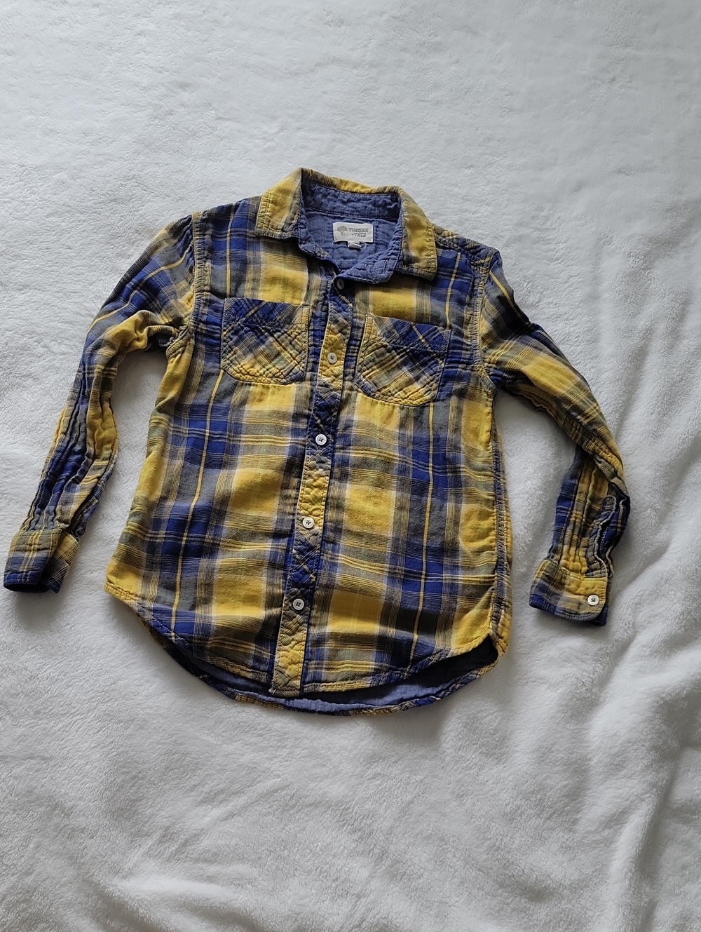 Target Boys Yellow and Blue Plaid Button-Down Shirt